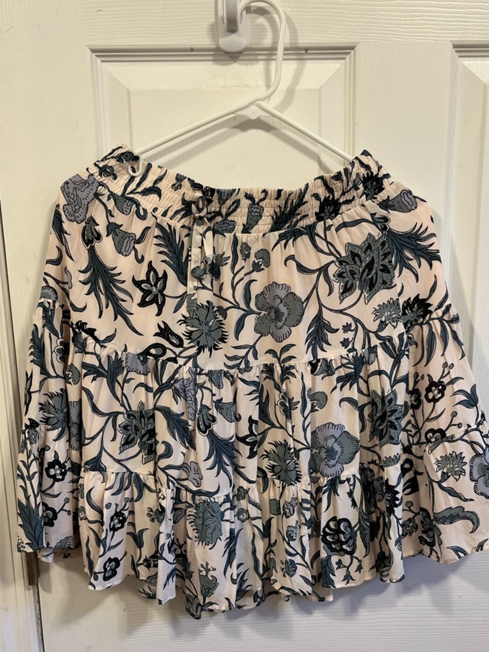 Spartina 449 Pink and Navy Floral Smocked Waist Skirt